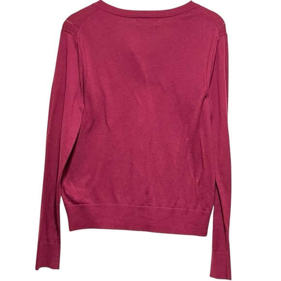 Banana Republic Cashmere Blend Magenta Pink Crewneck Womens Cardigan Sz Medium - Picture 5 of 9